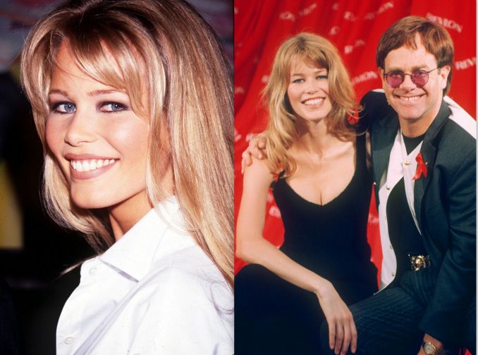 Claudia Schiffer ir dainininkas Elton John, 1993